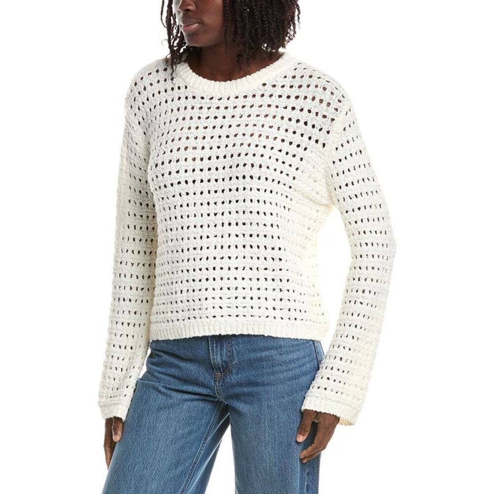 &Isla Womens Ollie Texture Stitch Flared Sleeve Sweater, White